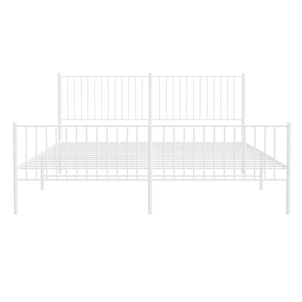 sengeramme med sengegavl og fodgærde 193x203 cm metal hvid