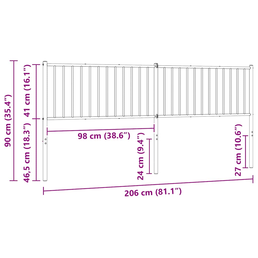 udskiftningsgavl 200 cm metal hvid