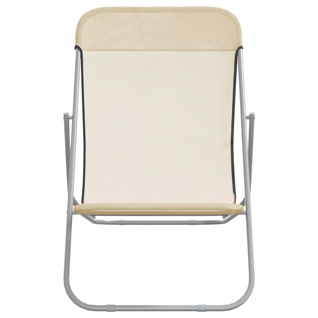 foldbare strandstole 2 stk. textilene pulverlakeret stål creme
