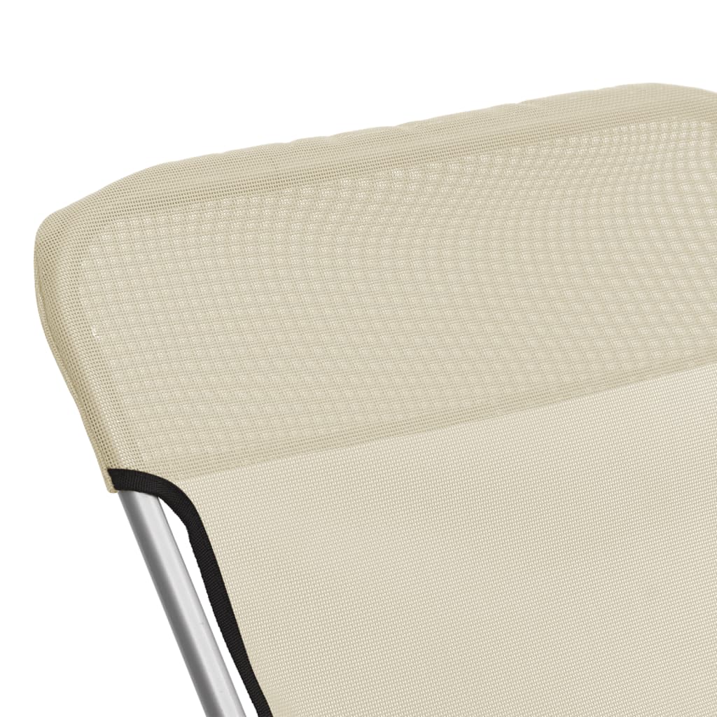 foldbare strandstole 2 stk. textilene pulverlakeret stål creme