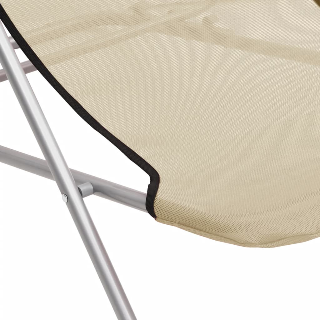 foldbare strandstole 2 stk. textilene pulverlakeret stål creme