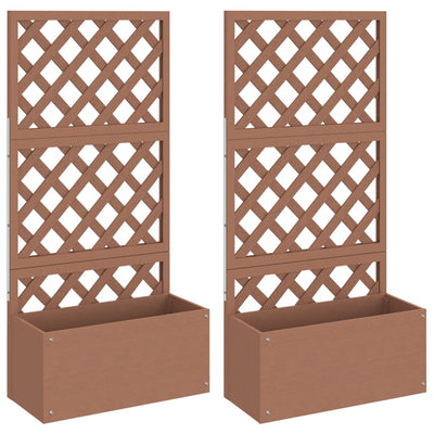 plantekasser med espalier 2 stk. 65x33x135 cm WPC brun