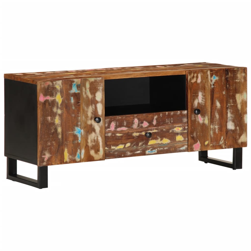 tv-bord 105x33,5x46 cm massivt genbrugstræ og konstrueret træ