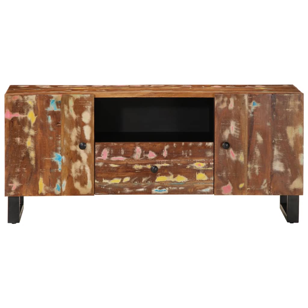 tv-bord 105x33,5x46 cm massivt genbrugstræ og konstrueret træ