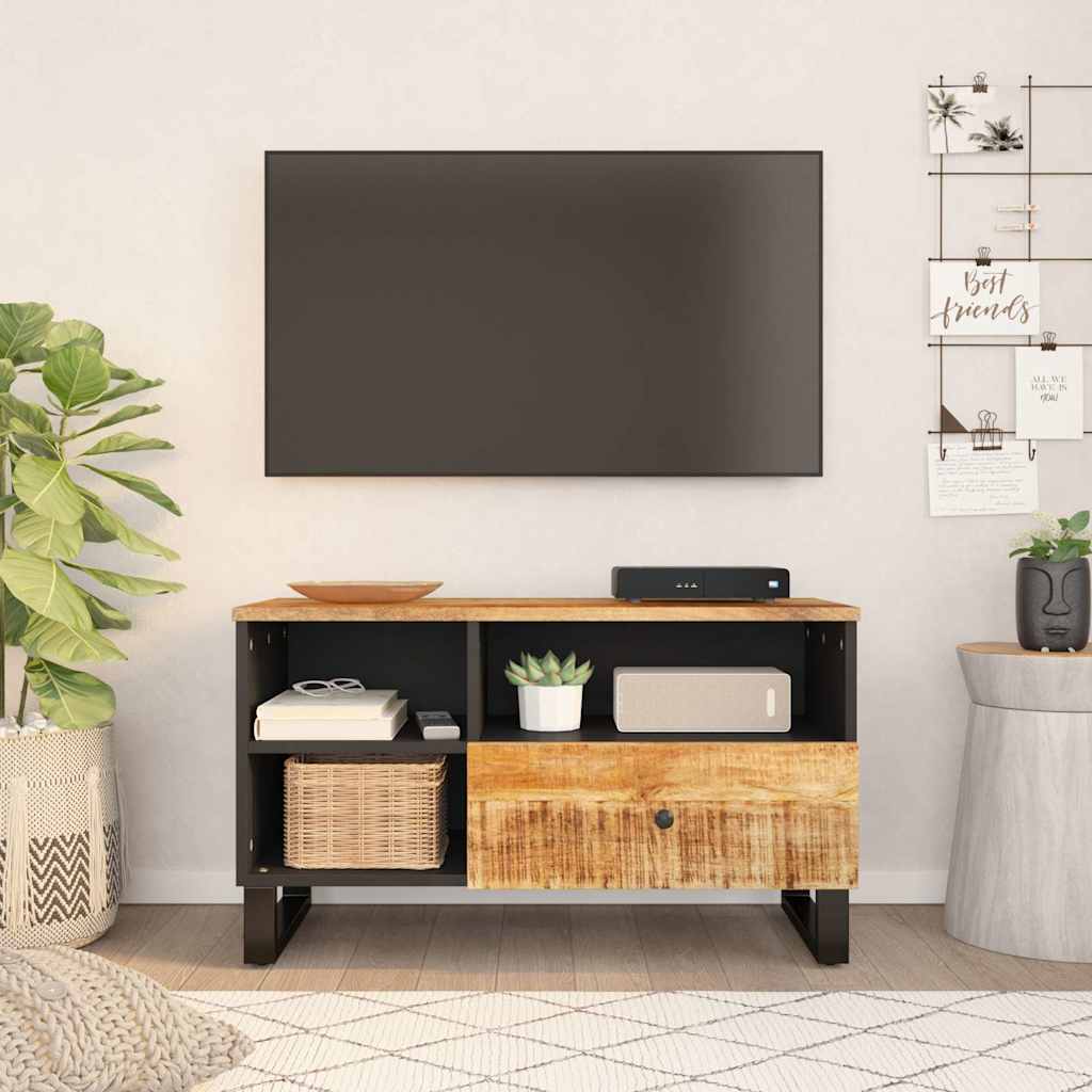tv-bord 80x33x46 cm massivt mangotræ og konstrueret træ