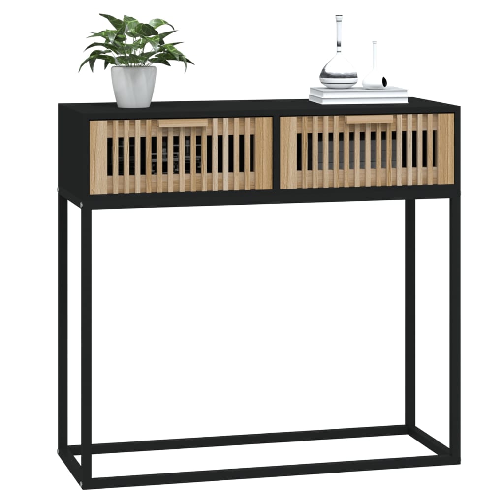 konsolbord 80x30x75 cm konstrueret træ og jern sort
