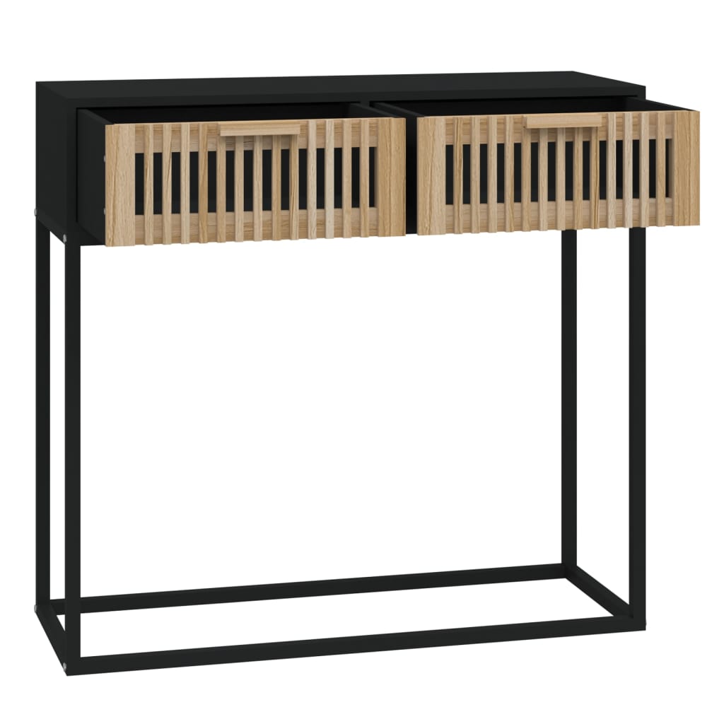 konsolbord 80x30x75 cm konstrueret træ og jern sort