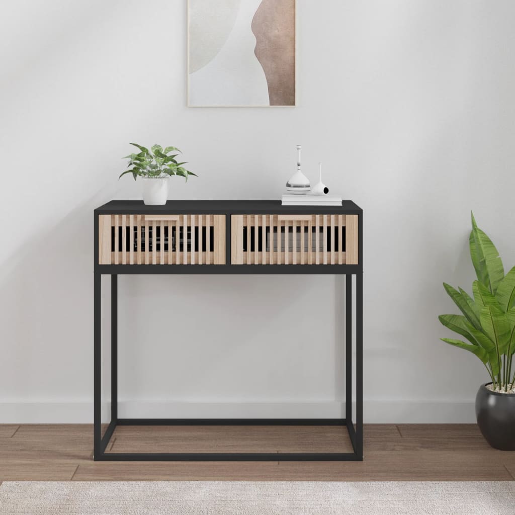 konsolbord 80x30x75 cm konstrueret træ og jern sort