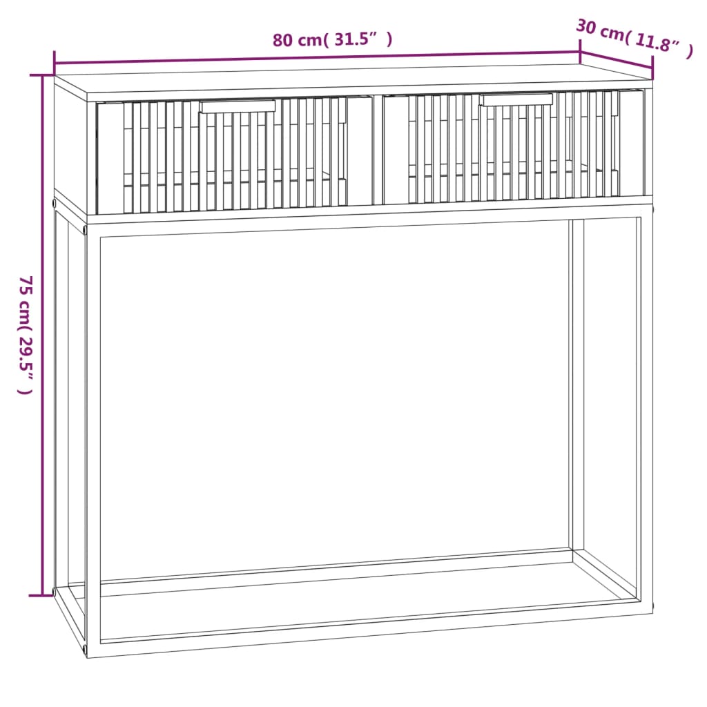 konsolbord 80x30x75 cm konstrueret træ og jern