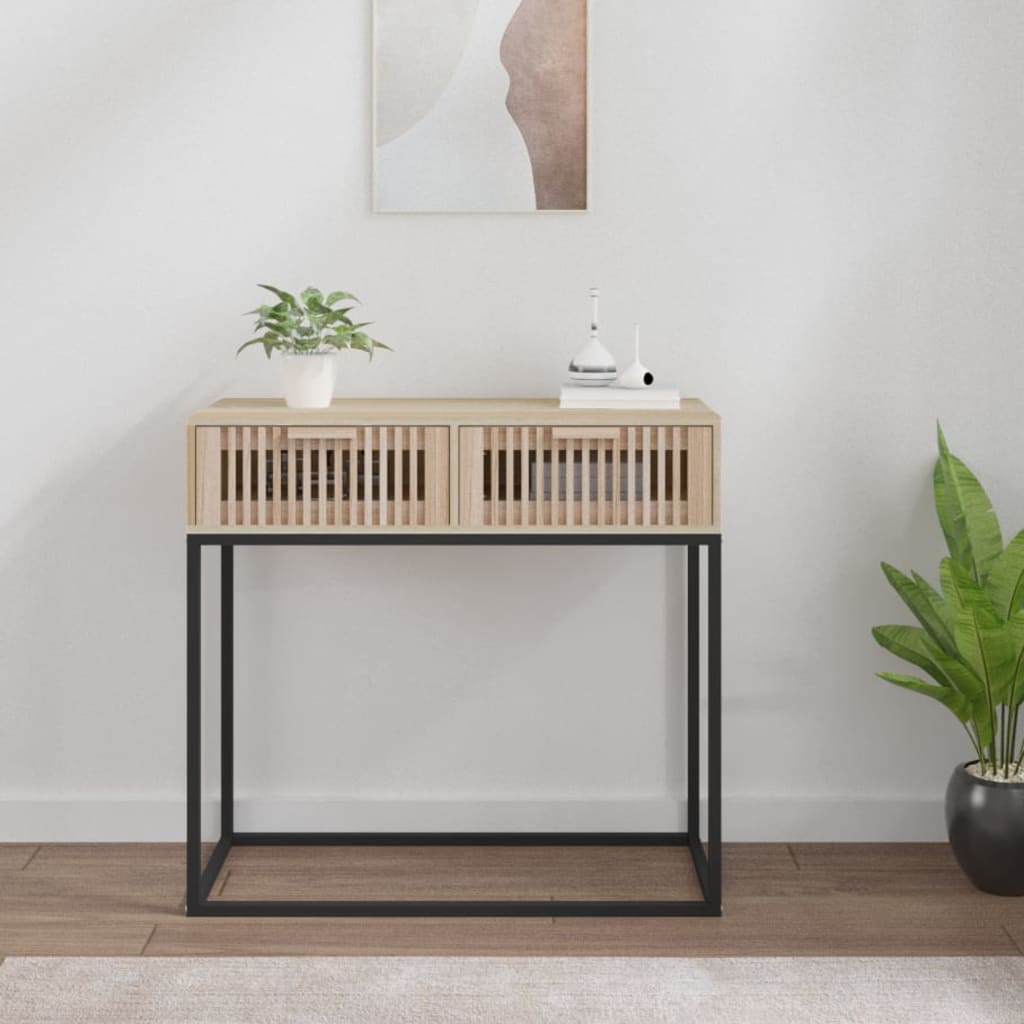 konsolbord 80x30x75 cm konstrueret træ og jern