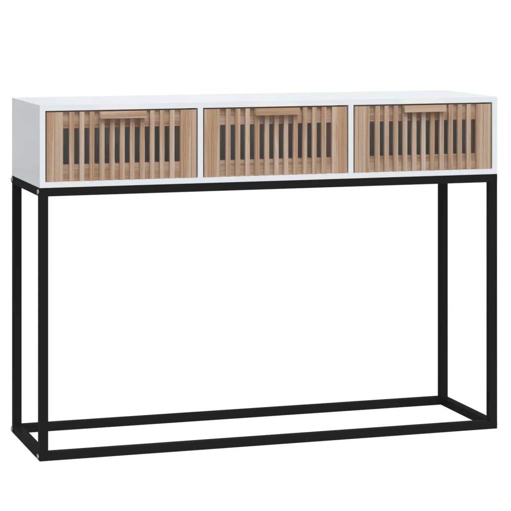 konsolbord 105x30x75 cm konstrueret træ og jern hvid