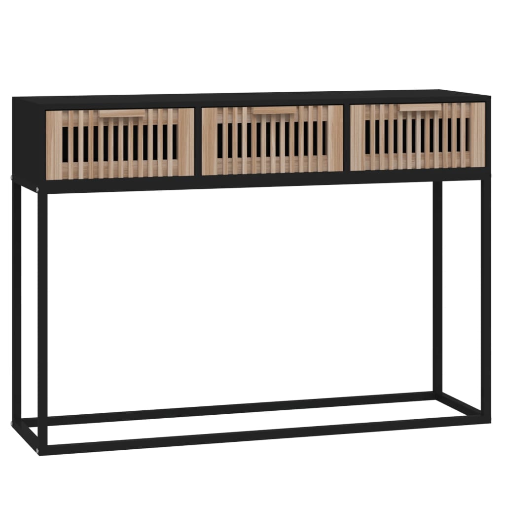 konsolbord 105x30x75 cm konstrueret træ og jern sort
