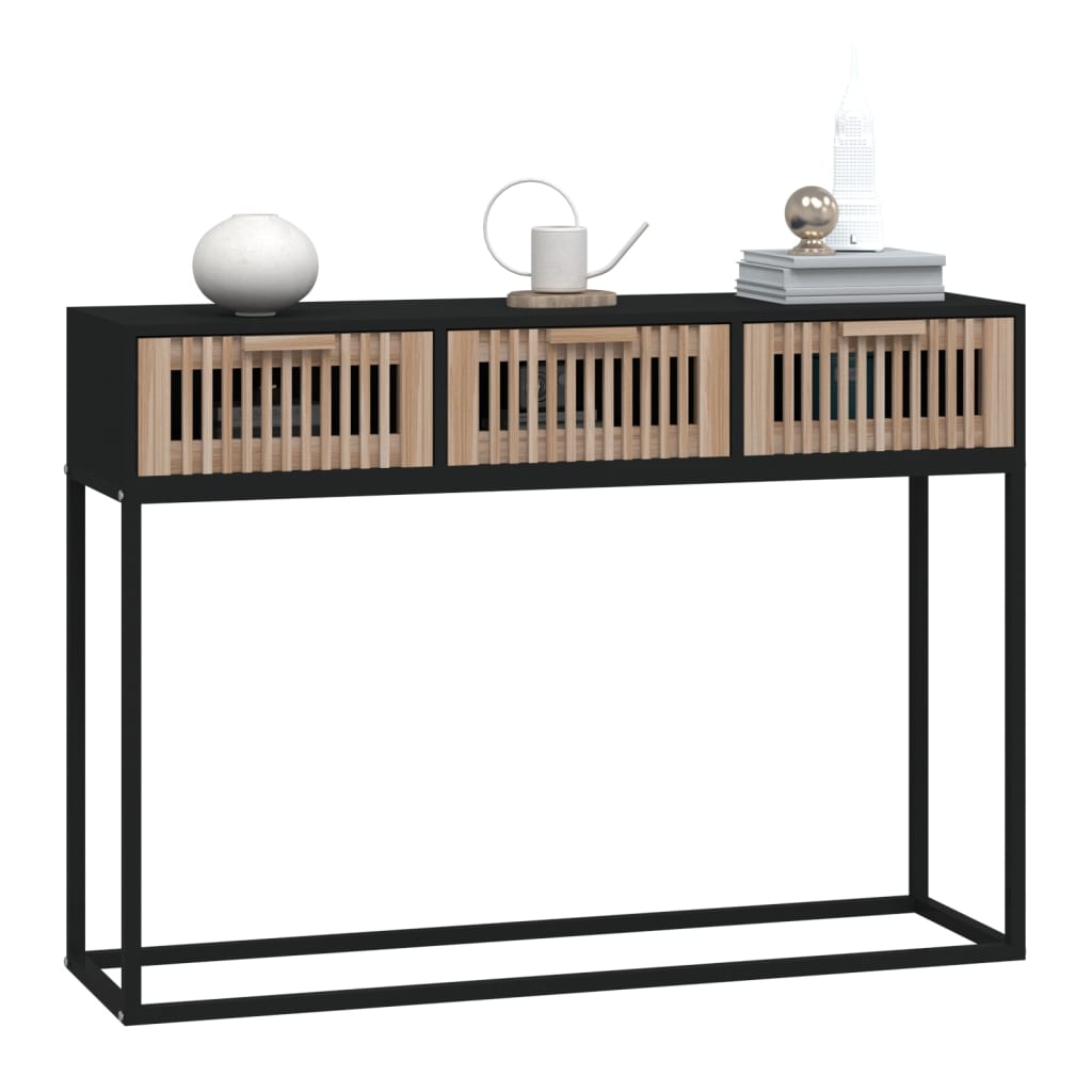 konsolbord 105x30x75 cm konstrueret træ og jern sort