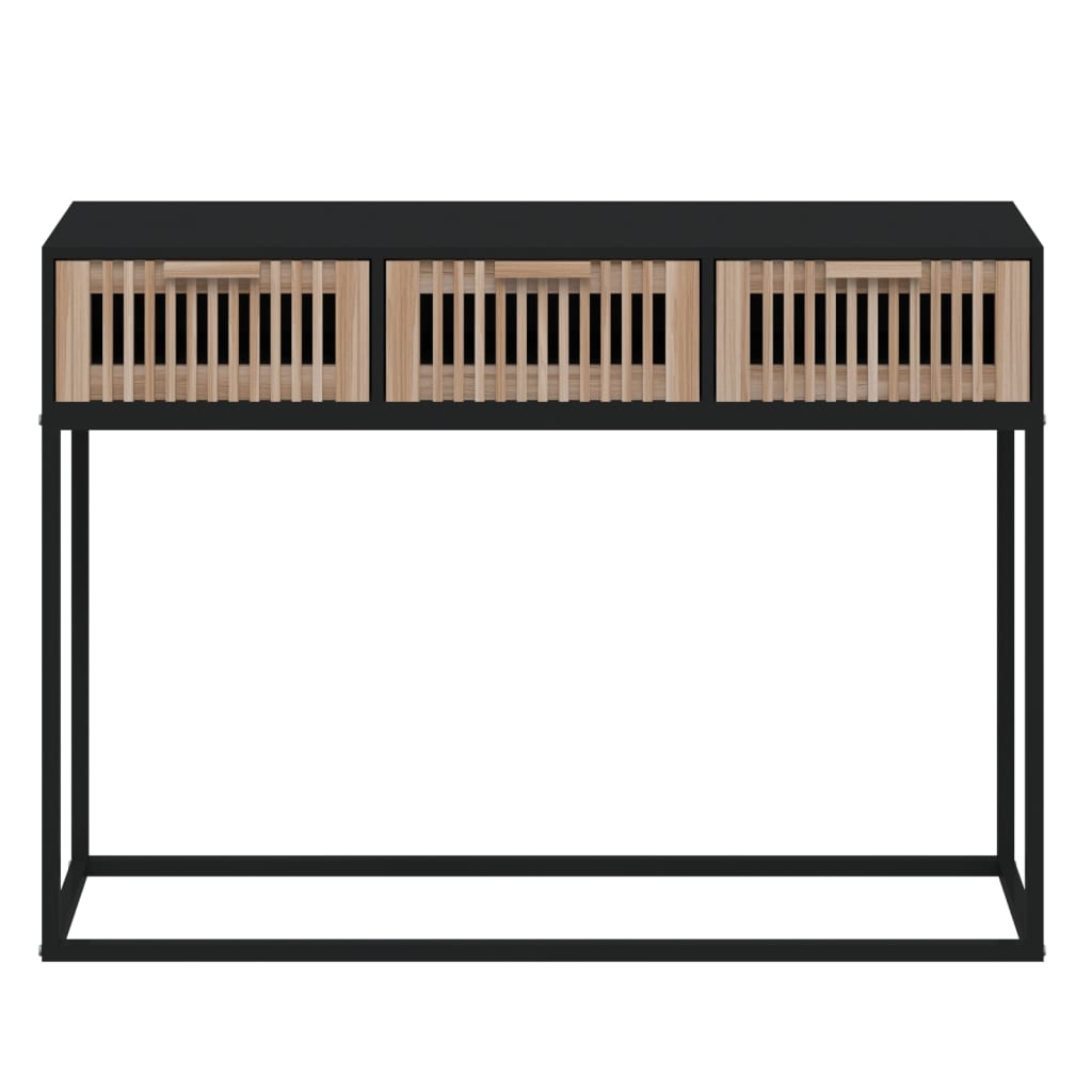 konsolbord 105x30x75 cm konstrueret træ og jern sort