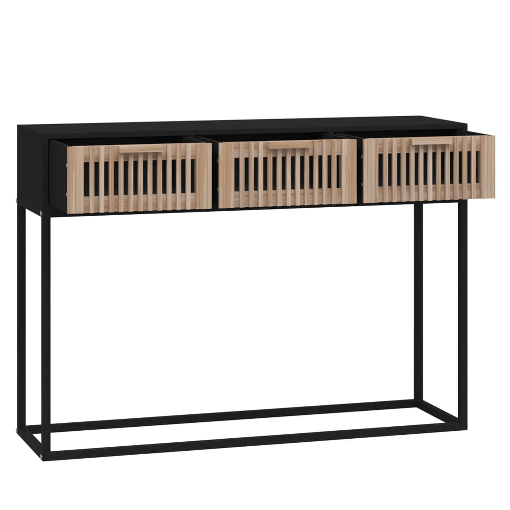 konsolbord 105x30x75 cm konstrueret træ og jern sort