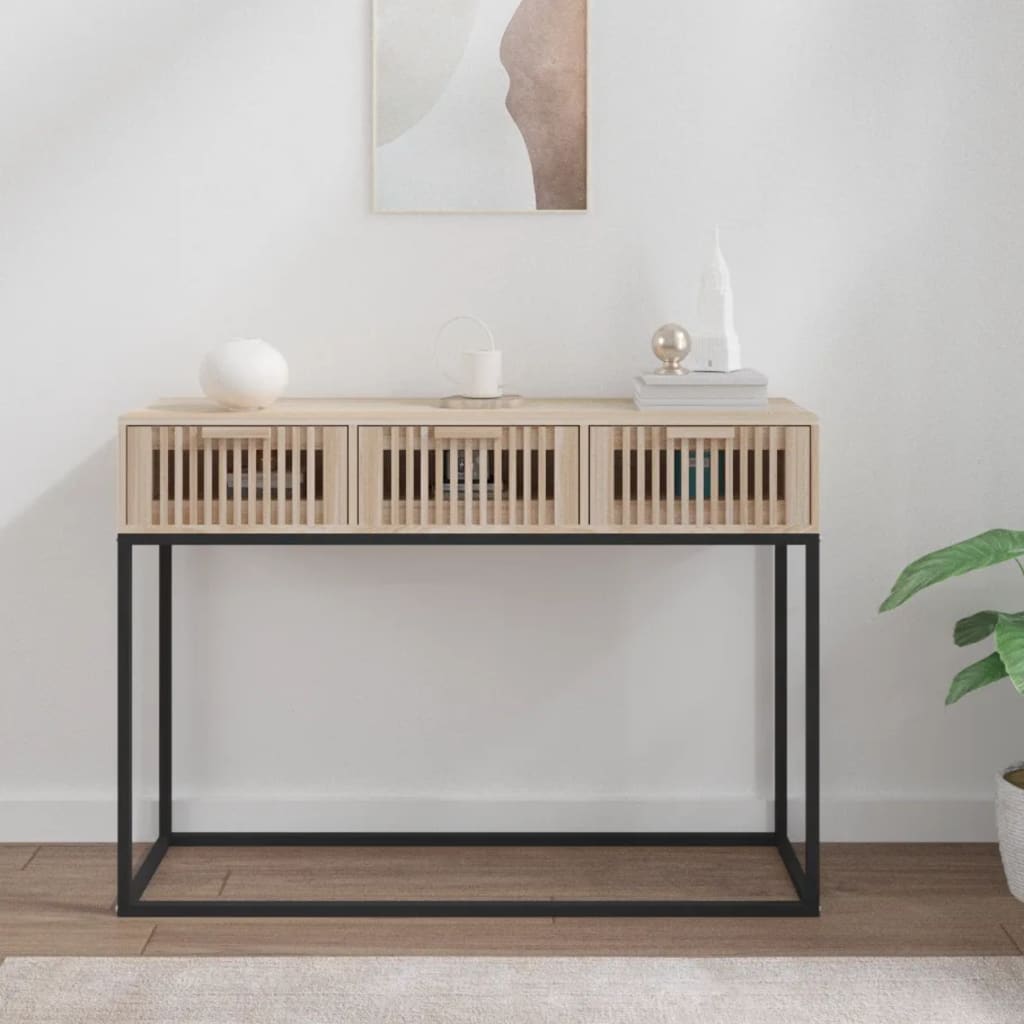 konsolbord 105x30x75 cm konstrueret træ og jern