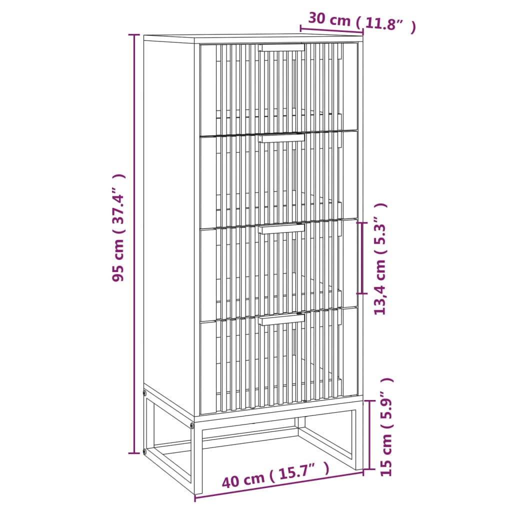kommode 40x30x95 cm konstrueret træ sort