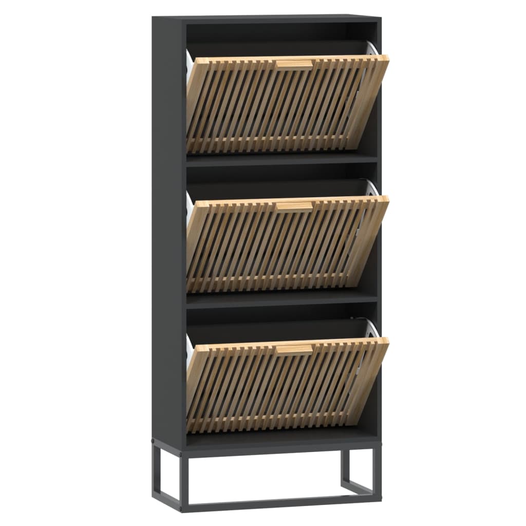 skoskab 52x25x120 cm konstrueret træ sort