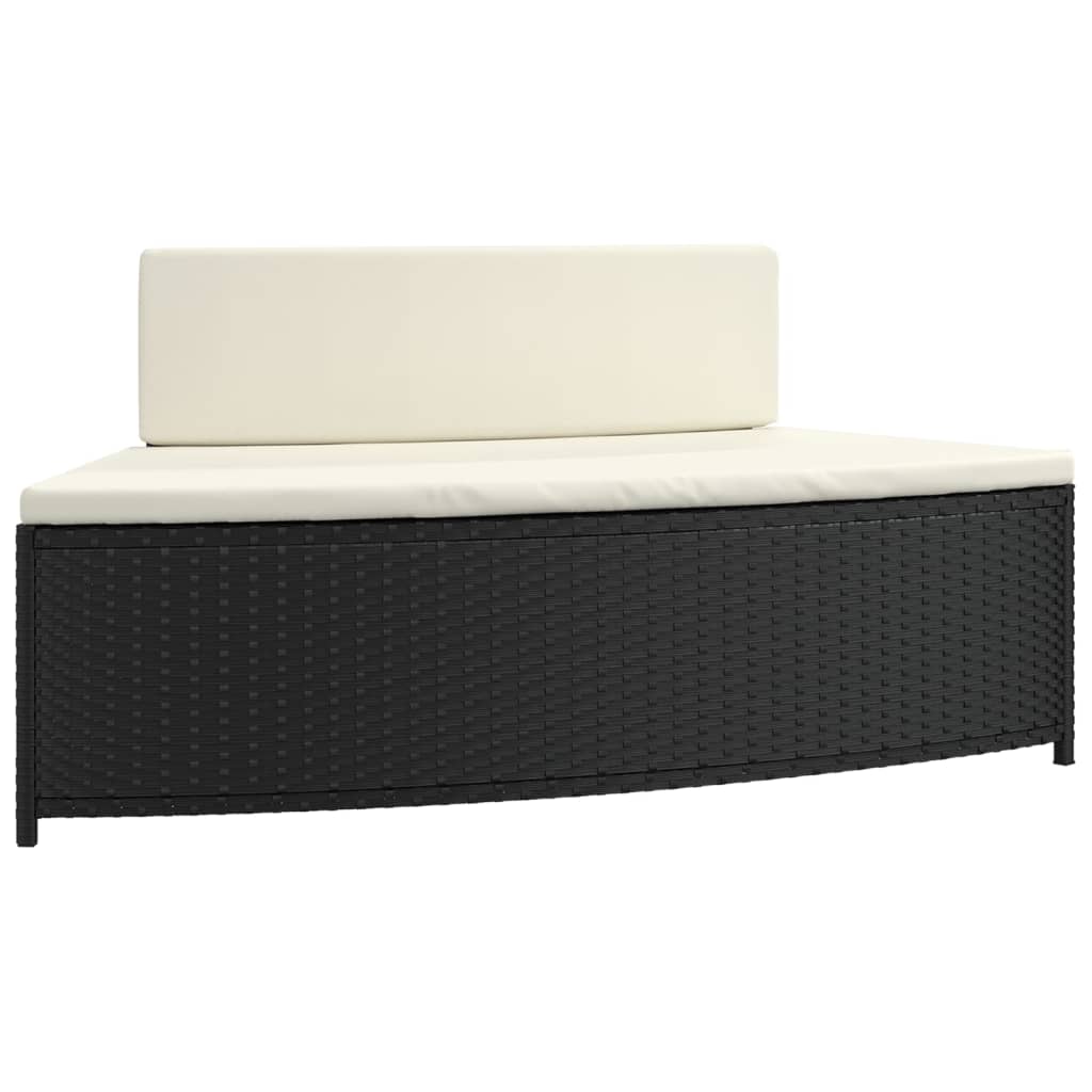 spabænke med hynder 2 stk. polyrattan sort