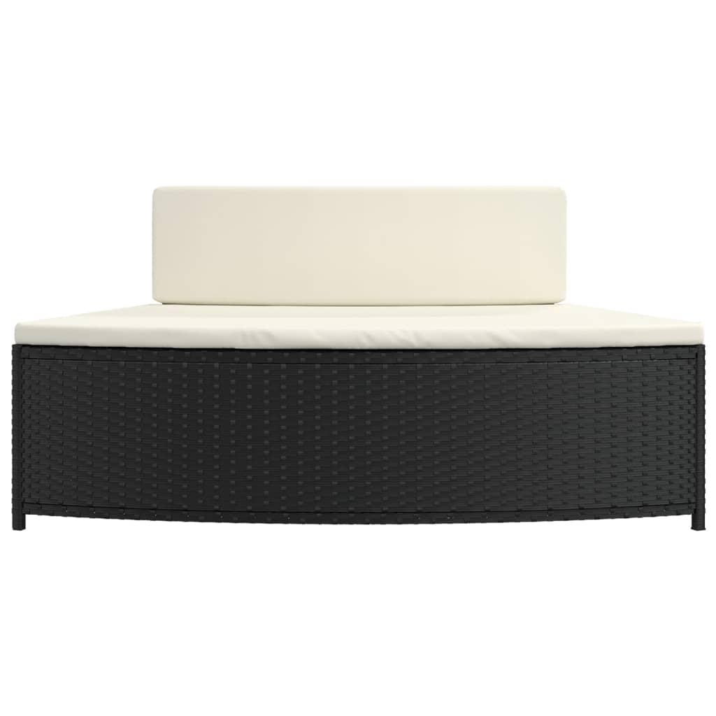 spabænke med hynder 2 stk. polyrattan sort