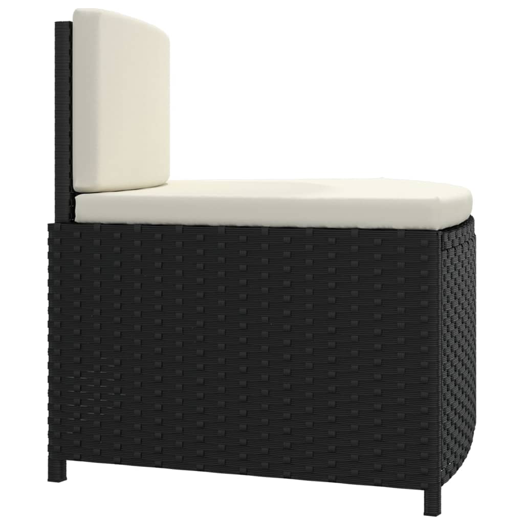 spabænke med hynder 2 stk. polyrattan sort