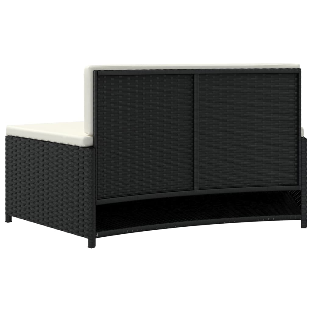spabænke med hynder 2 stk. polyrattan sort