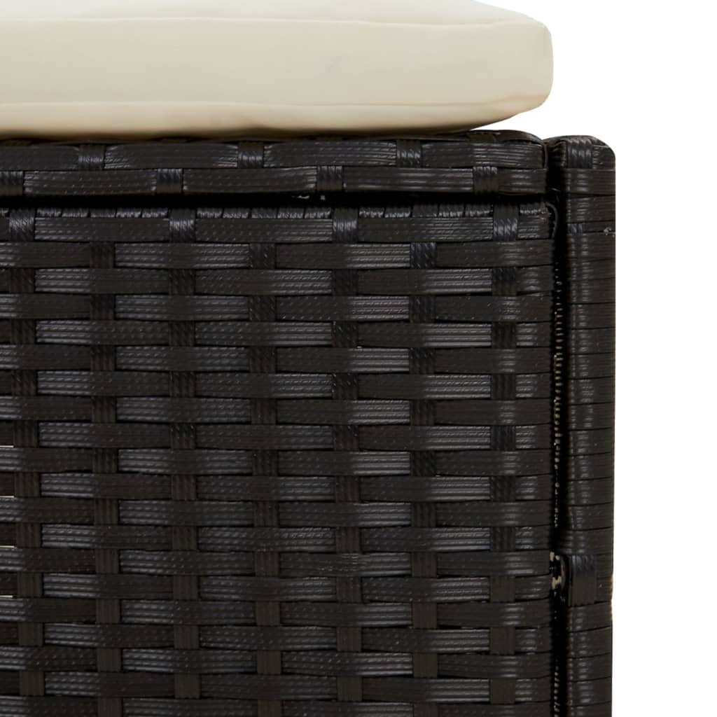 spabænke med hynder 2 stk. polyrattan sort