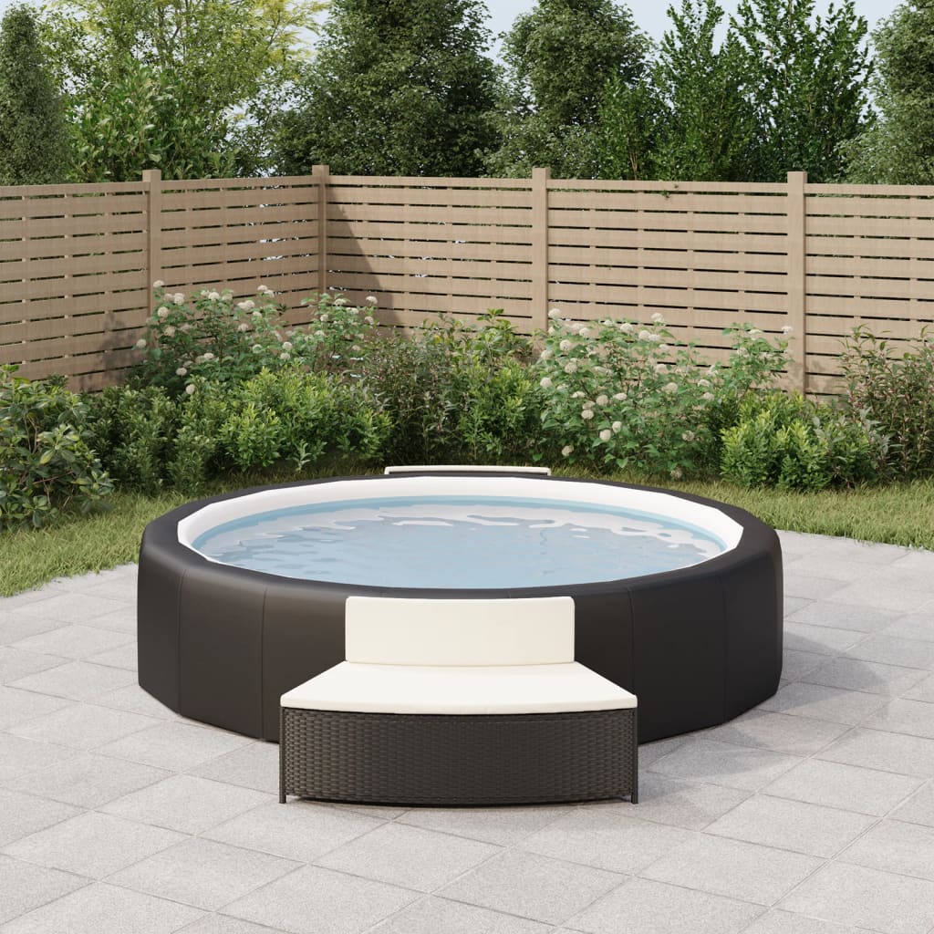 spabænke med hynder 2 stk. polyrattan sort