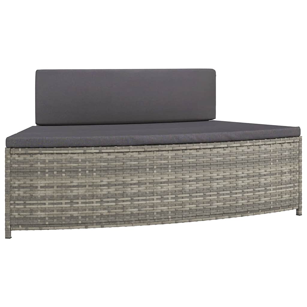 spabænke med hynder 2 stk. polyrattan grå