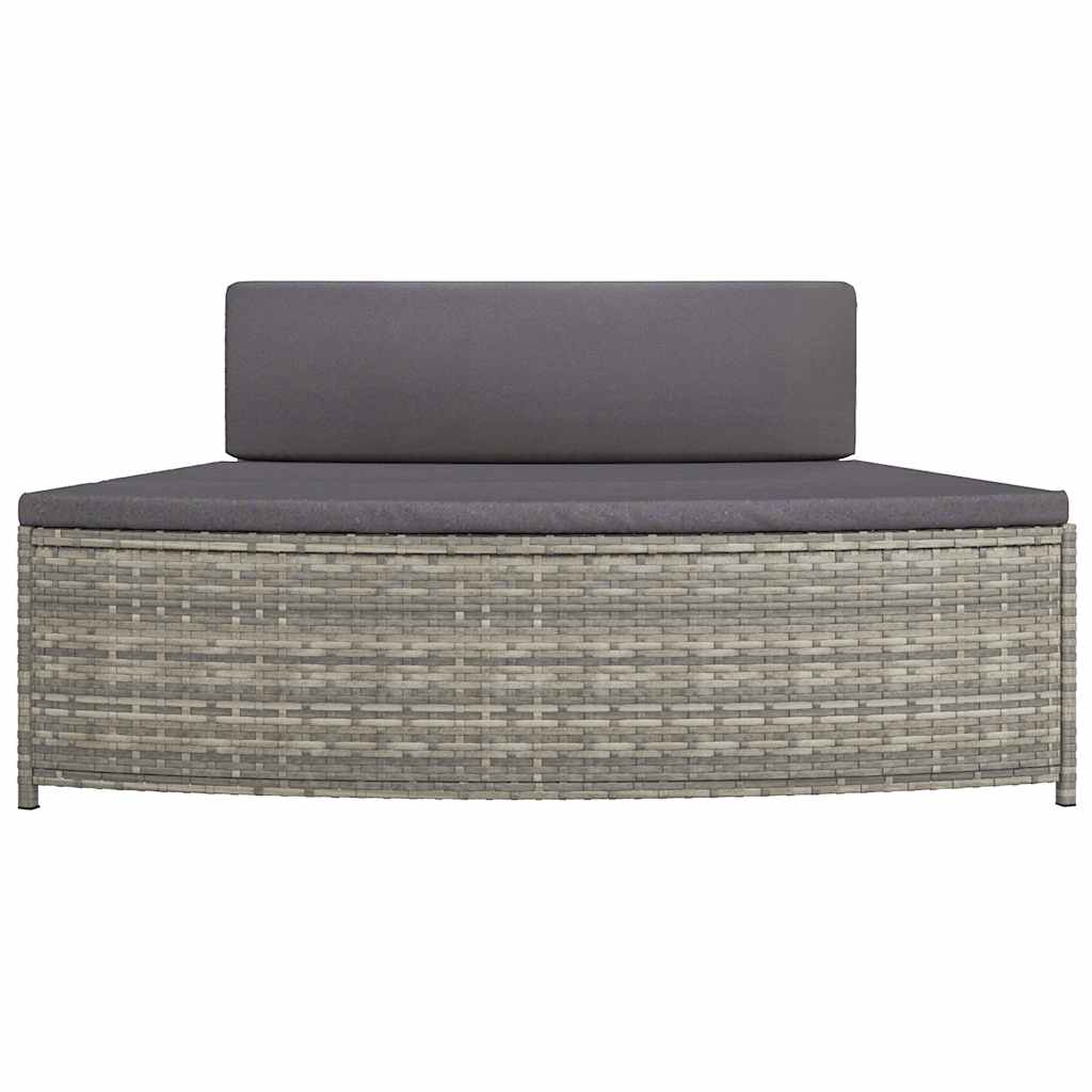 spabænke med hynder 2 stk. polyrattan grå