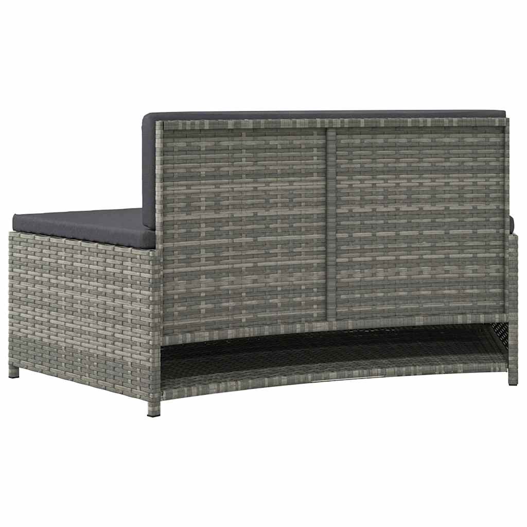 spabænke med hynder 2 stk. polyrattan grå