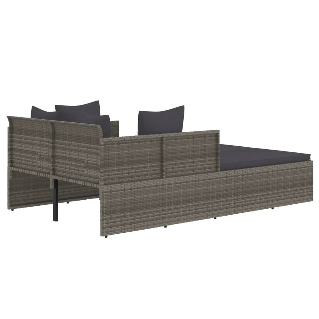 solseng med hynder 182x118x63 cm polyrattan grå