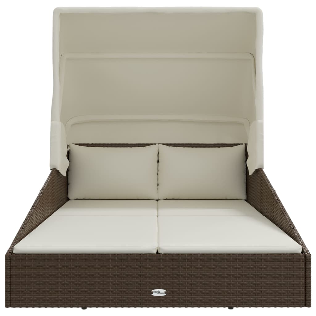 solseng med foldbart tag 200x114x128 cm polyrattan brun