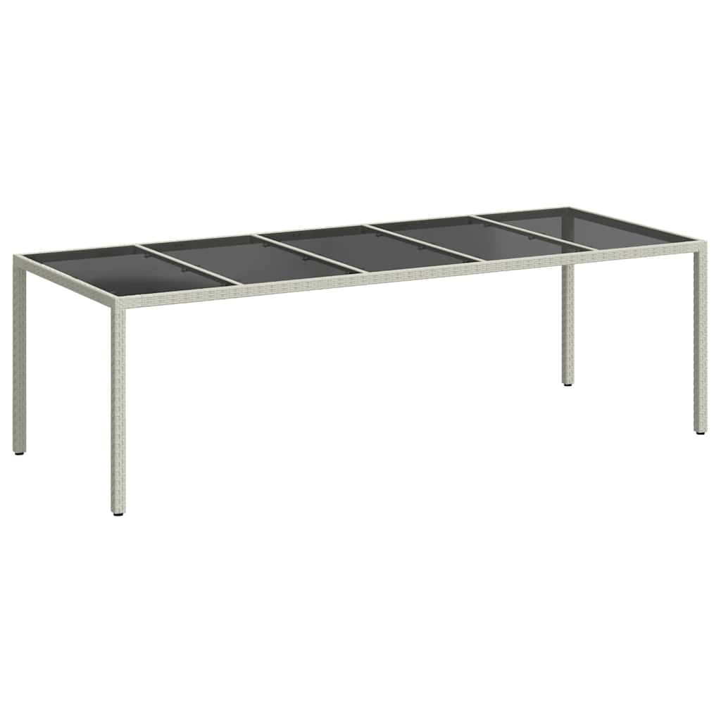 havebord 250x100x75 cm polyrattan og hærdet glas hvid