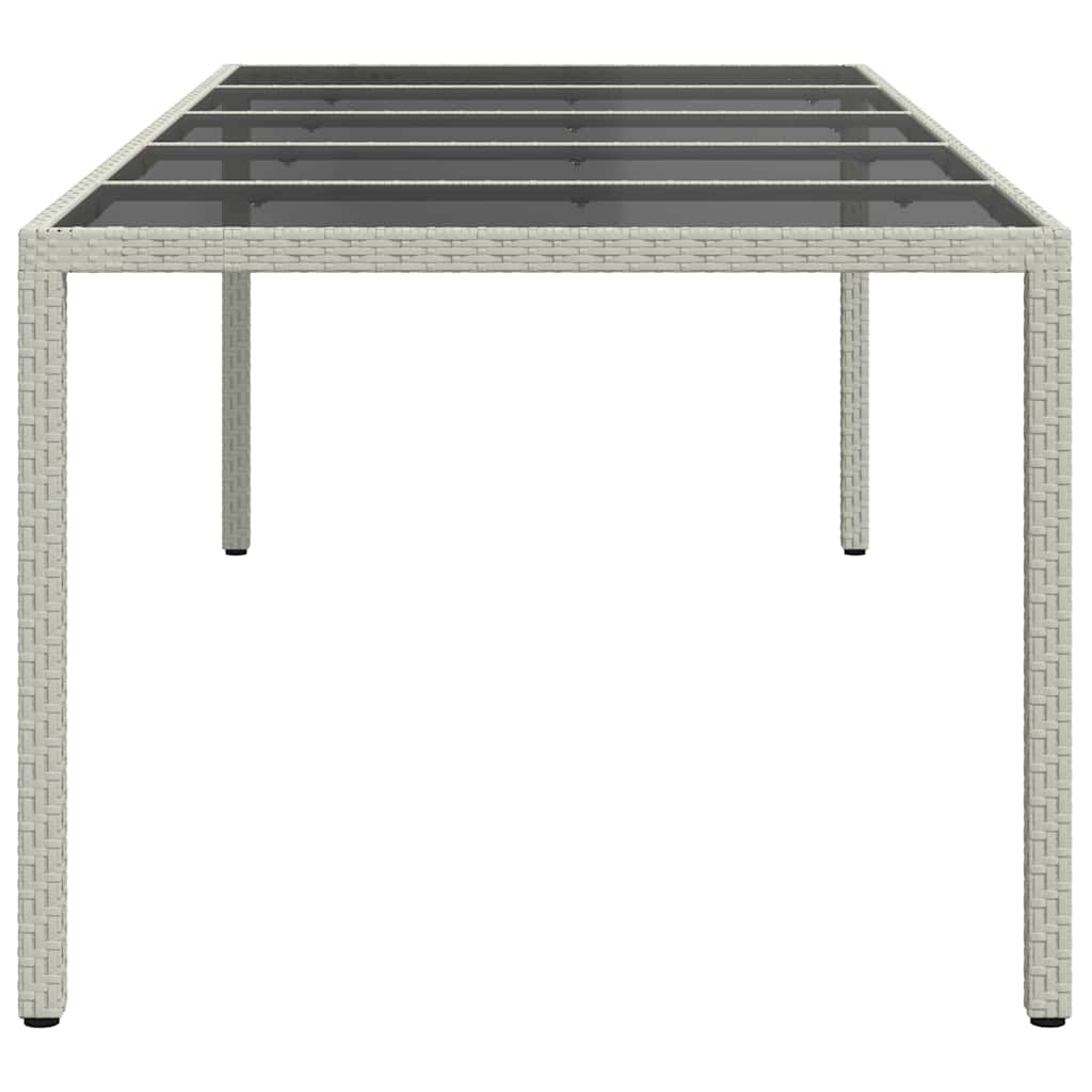 havebord 250x100x75 cm polyrattan og hærdet glas hvid