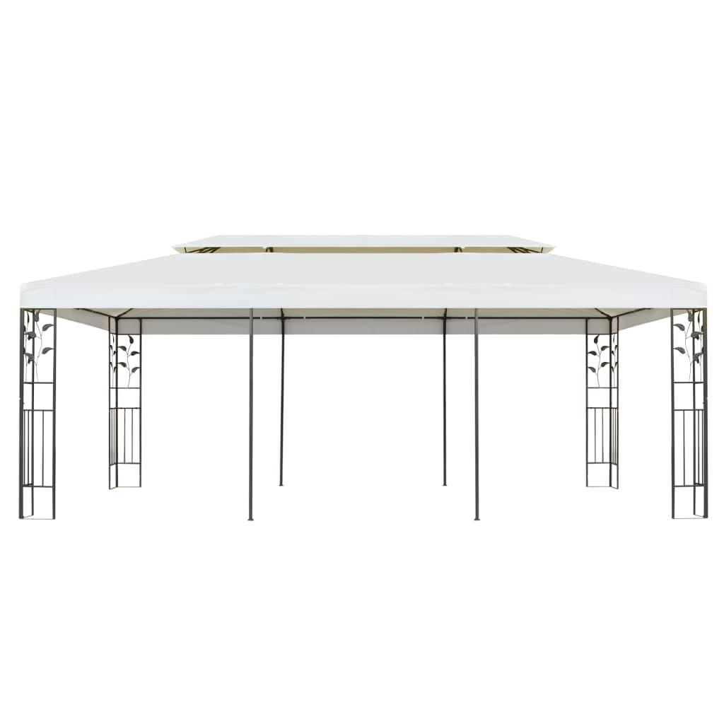 pavillon med dobbelttag 6x3 m stål hvid