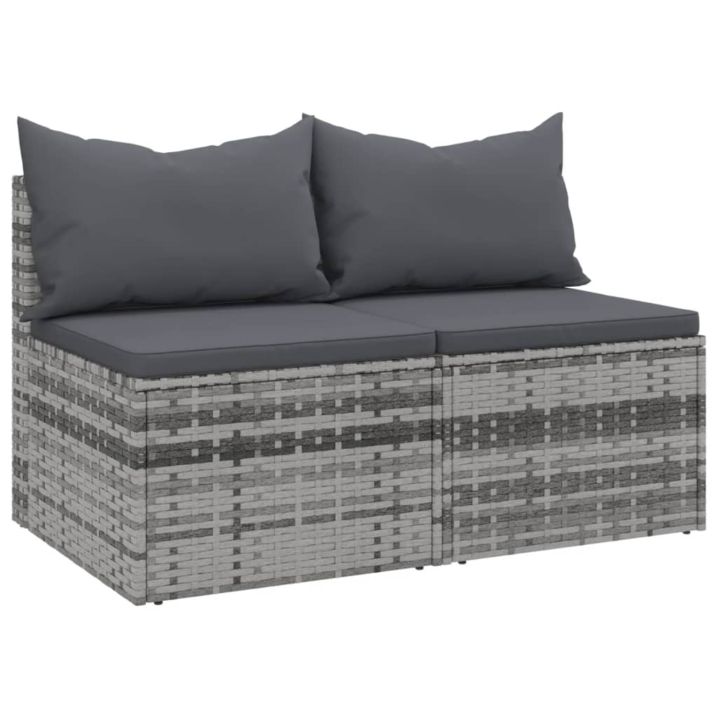 midtermoduler til havesofa 2 stk. med hynder polyrattan grå