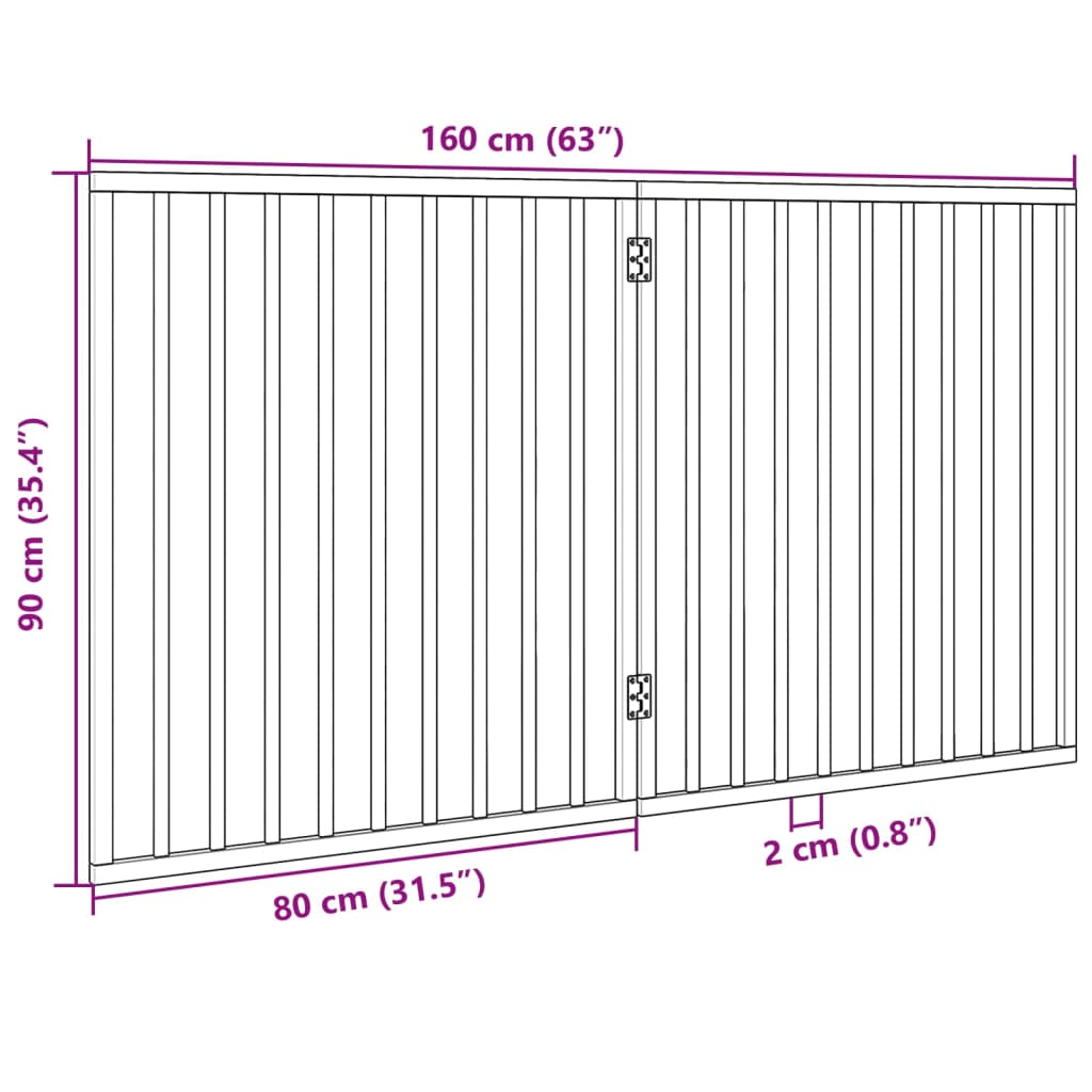 hundegitter foldbart 2 paneler 160 cm poppeltræ