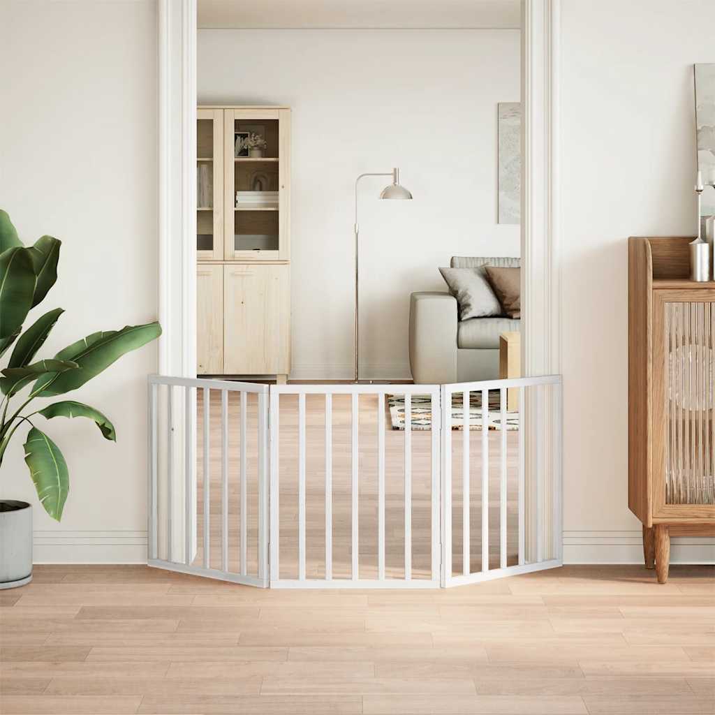 hundelåge 3 paneler 150 cm foldbar poppeltræ hvid