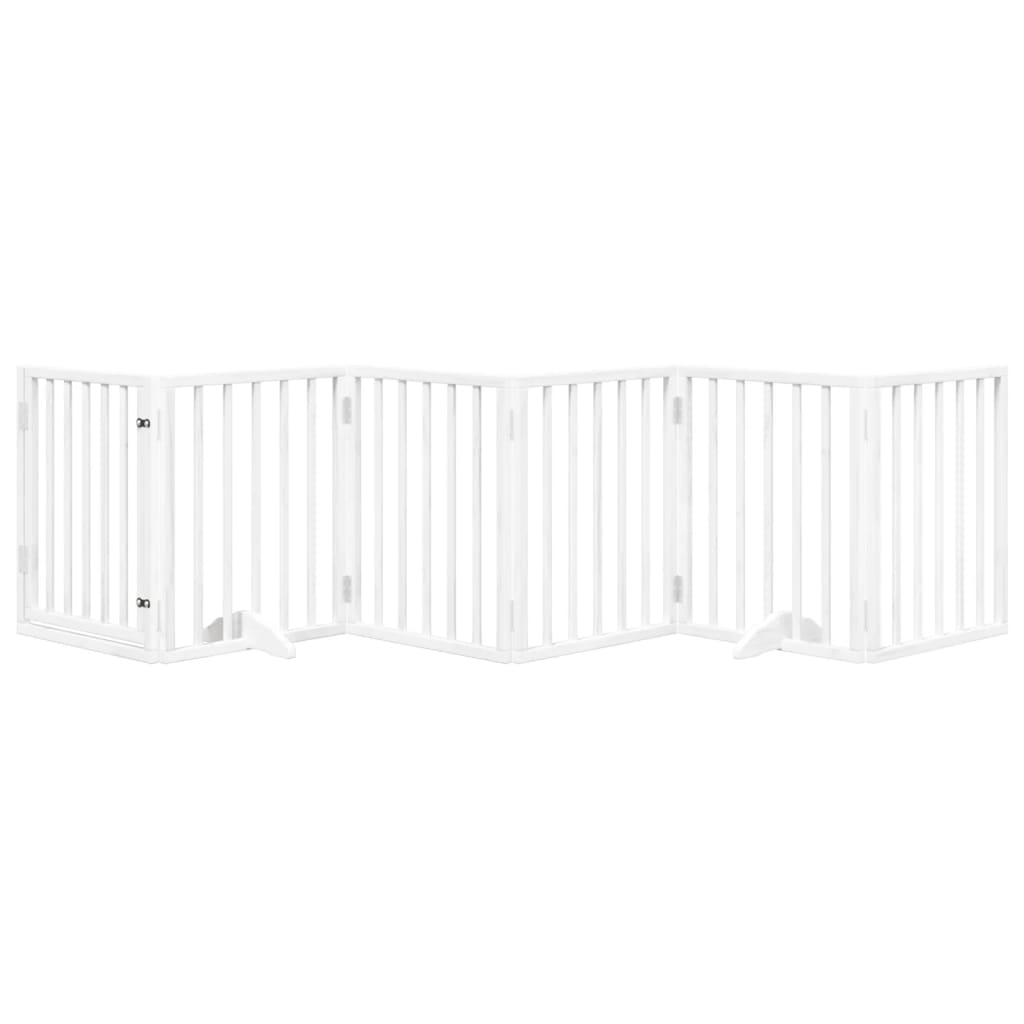 hundelåge med dør 6 paneler 300 cm foldbar poppeltræ hvid