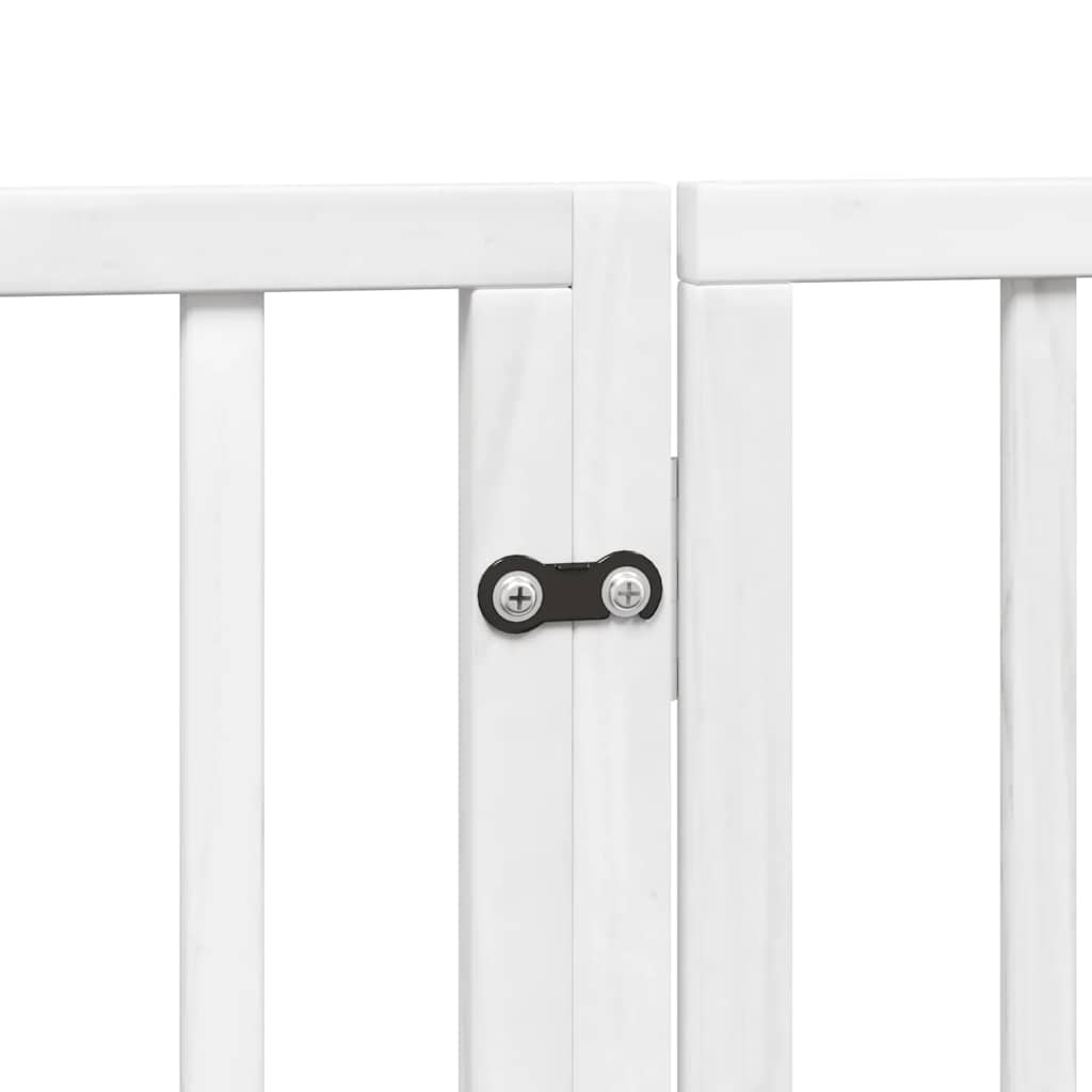 hundelåge med dør 4 paneler 320 cm foldbar poppeltræ hvid