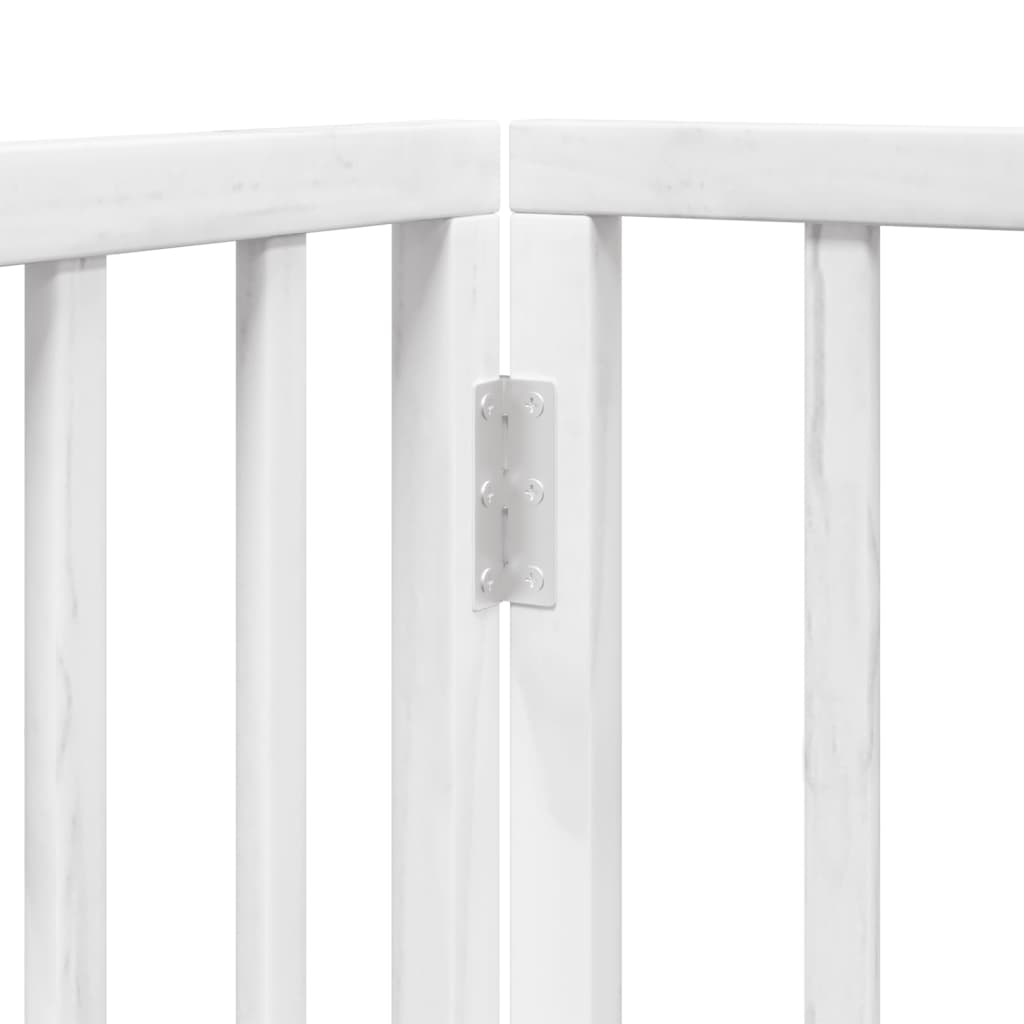 hundelåge med dør 4 paneler 320 cm foldbar poppeltræ hvid