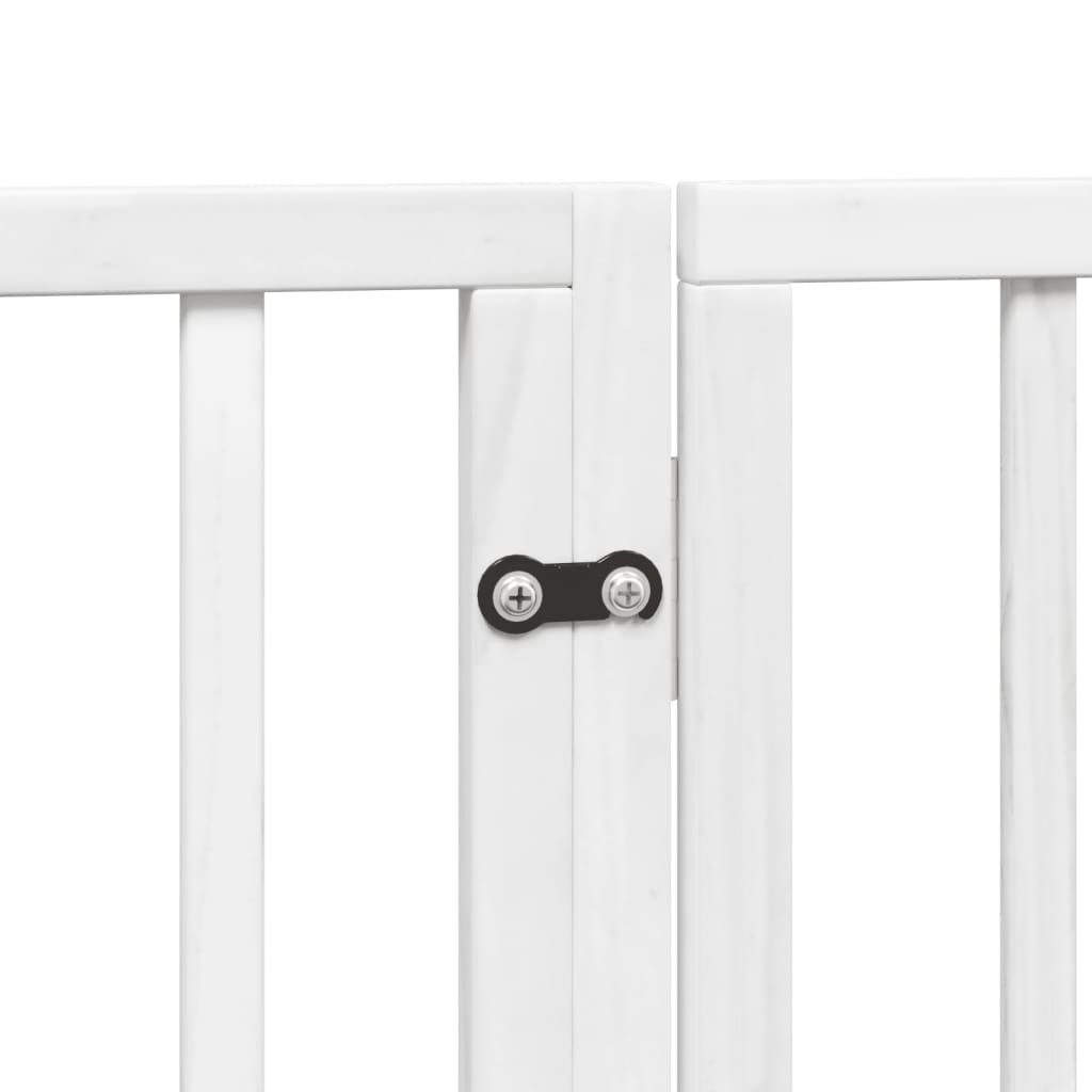 hundegitter med dør foldbar 4 paneler hvid 320 cm poppeltræ