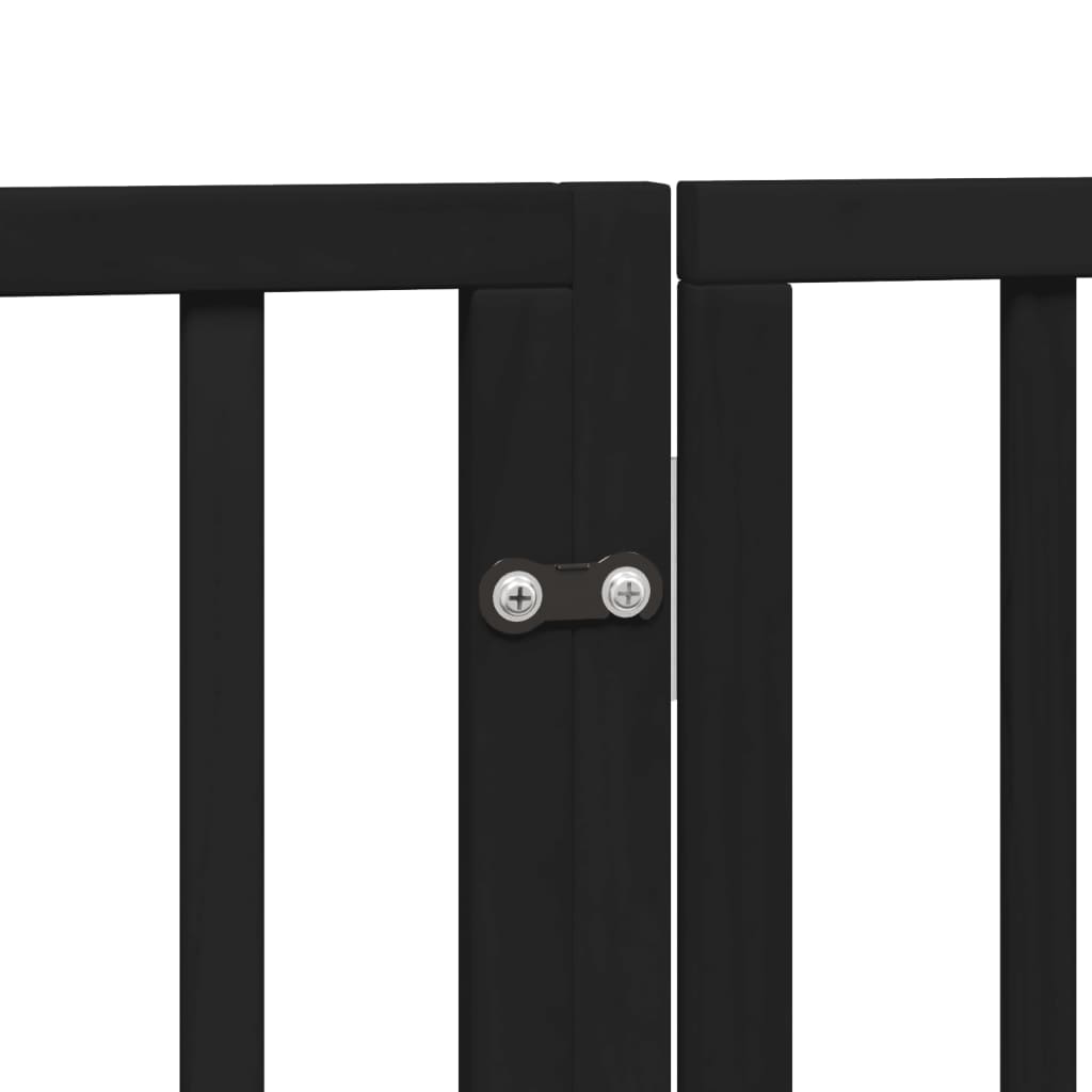 hundelåge med dør 6 paneler 300 cm foldbar poppeltræ sort