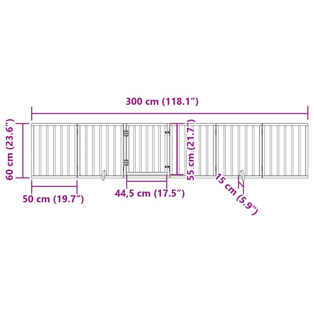 hundelåge med dør 6 paneler 300 cm foldbar poppeltræ sort