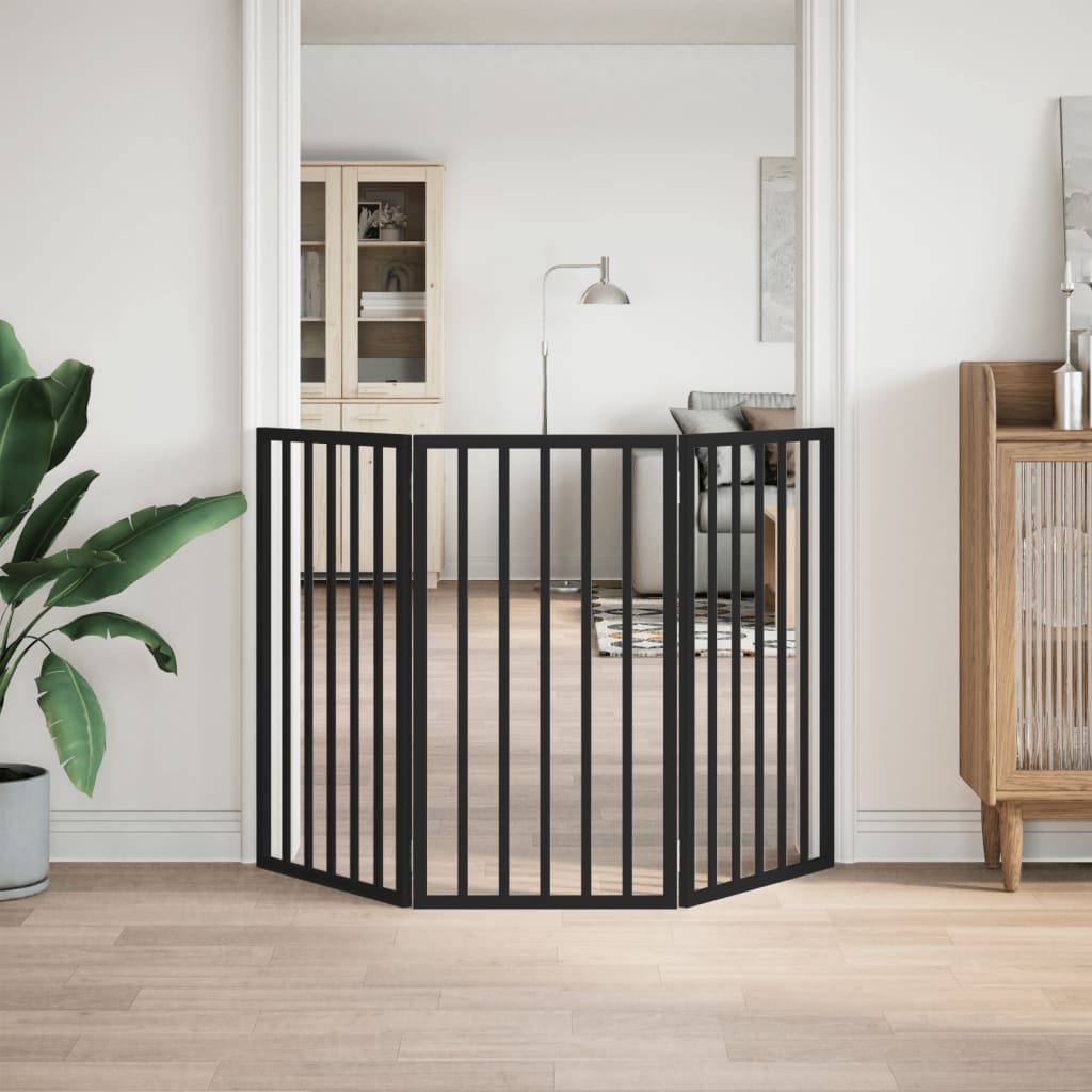 hundelåge 3 paneler 150 cm foldbar poppeltræ sort