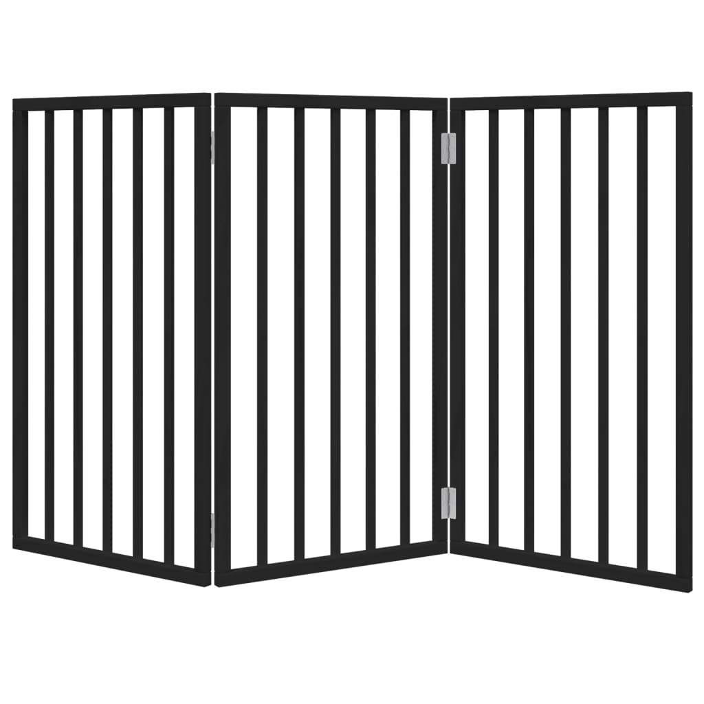 hundelåge 3 paneler 150 cm foldbar poppeltræ sort