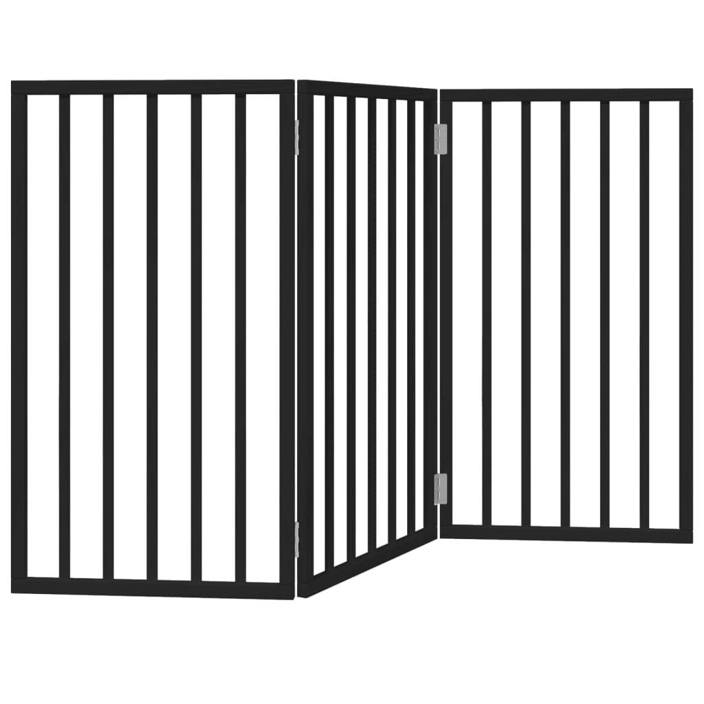 hundelåge 3 paneler 150 cm foldbar poppeltræ sort