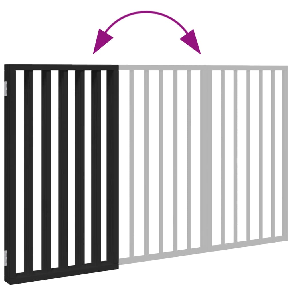 hundelåge 3 paneler 150 cm foldbar poppeltræ sort