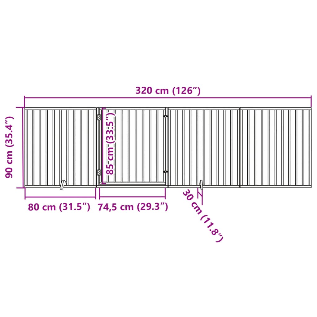 hundelåge med dør 4 paneler 300 cm foldbar poppeltræ sort